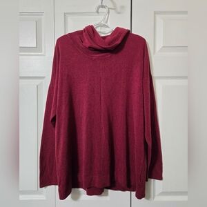 Burgundy Cowl Neck Sweater, Size 1X, Croft & Barrow, Excellent Condition